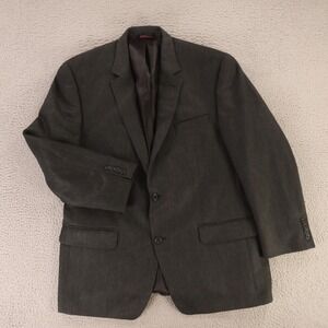IZOD Jacket L Gray Black Herringbone Viscose Polyester Blazer Sport Coat 44R